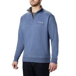 Columbia Men's Heather Blue Hart Mountain II Half Zip Pullover Sweater Size LT